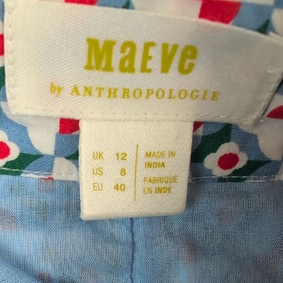 Maeve by Anthropologie Pleated Red and Blue A-Line Flirty Skater Skirt Size 8 - Picture 4 of 13